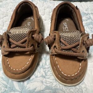 Sperry Kids Tan Suede Moccasin Boat Shoes